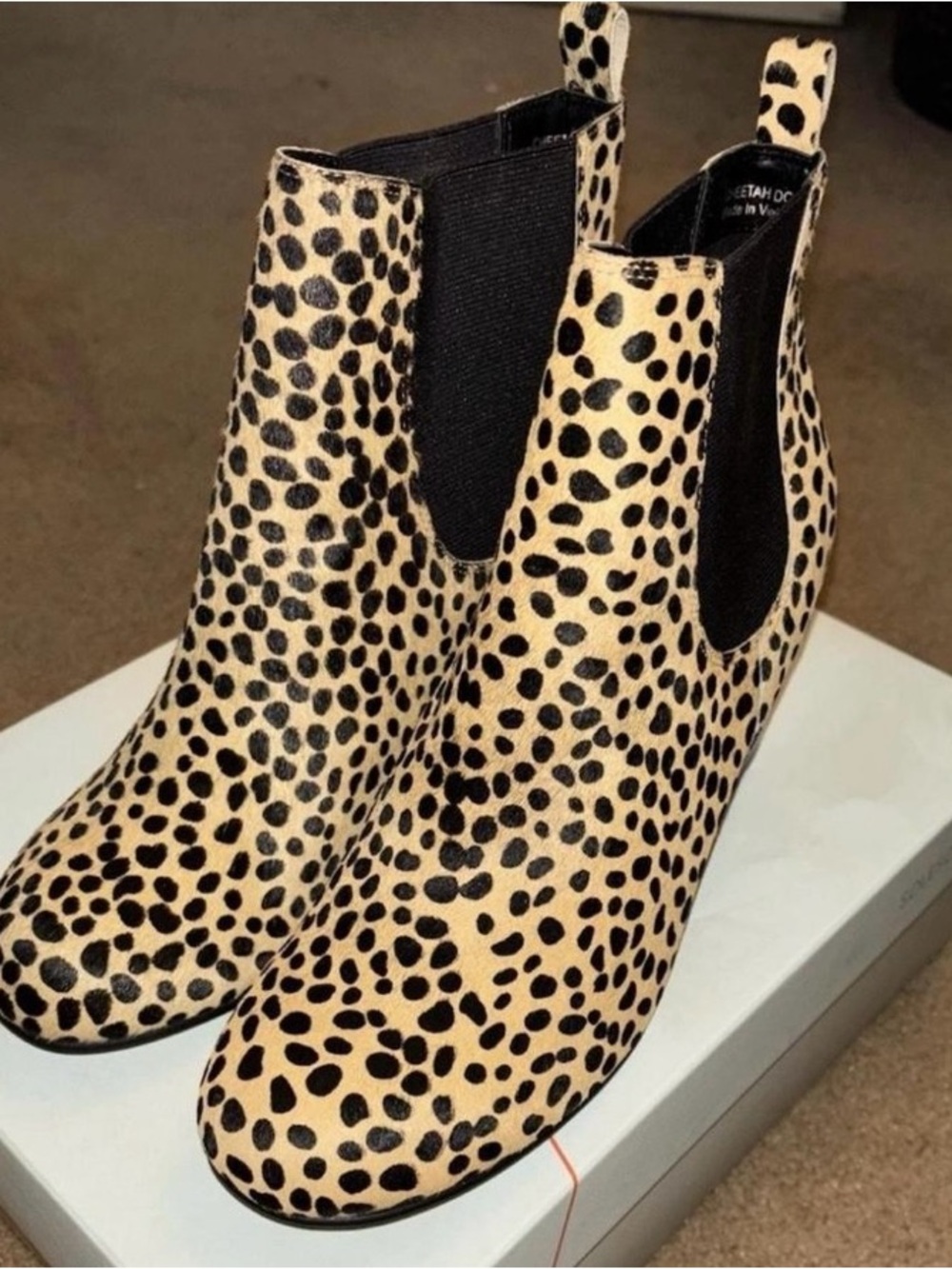 Sole Society Leopard-Print Chelsea Boots - Tan & Black